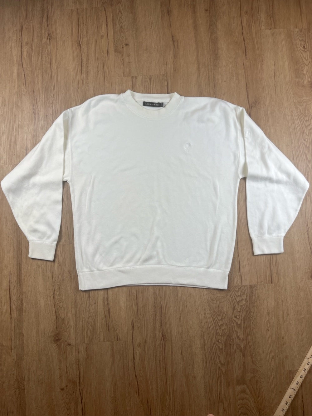 Ashworth Cream Crewneck Sweatshirt USA Made Large Minimalist Cotton Classic